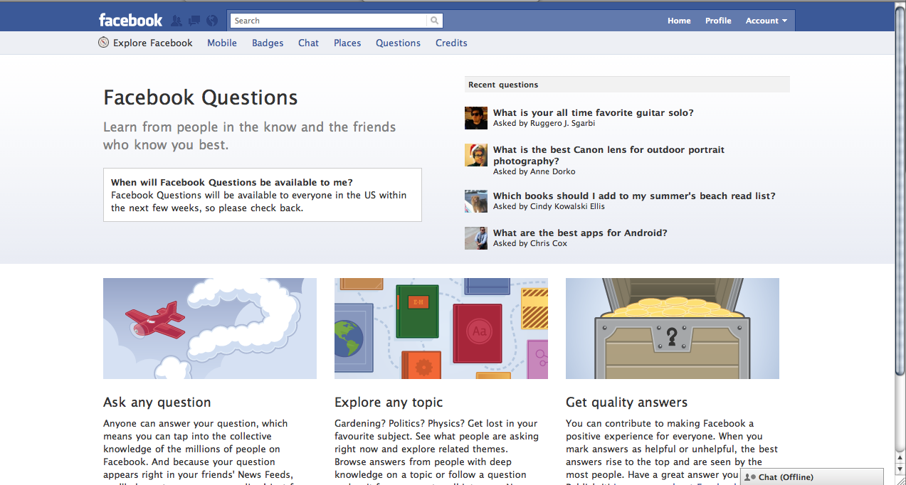 Facebook Questions (2010)